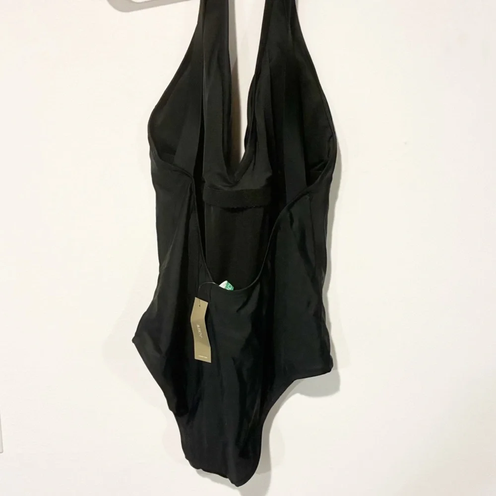 J. Crew Black‎ V-neck Cross-Back One-Piece Swimsuit Size 12 NEW_5